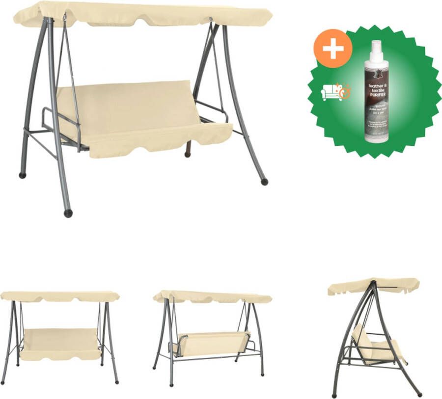 VidaXL Schommelstoel voor buiten met luifel zandwit Schommelbank Inclusief Reiniger