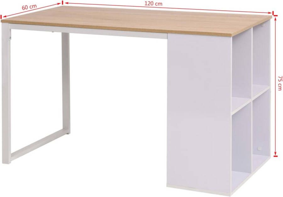 VidaXL -Schrijftafel-120x60x75-cm-eikenkleur-en-wit - Foto 2