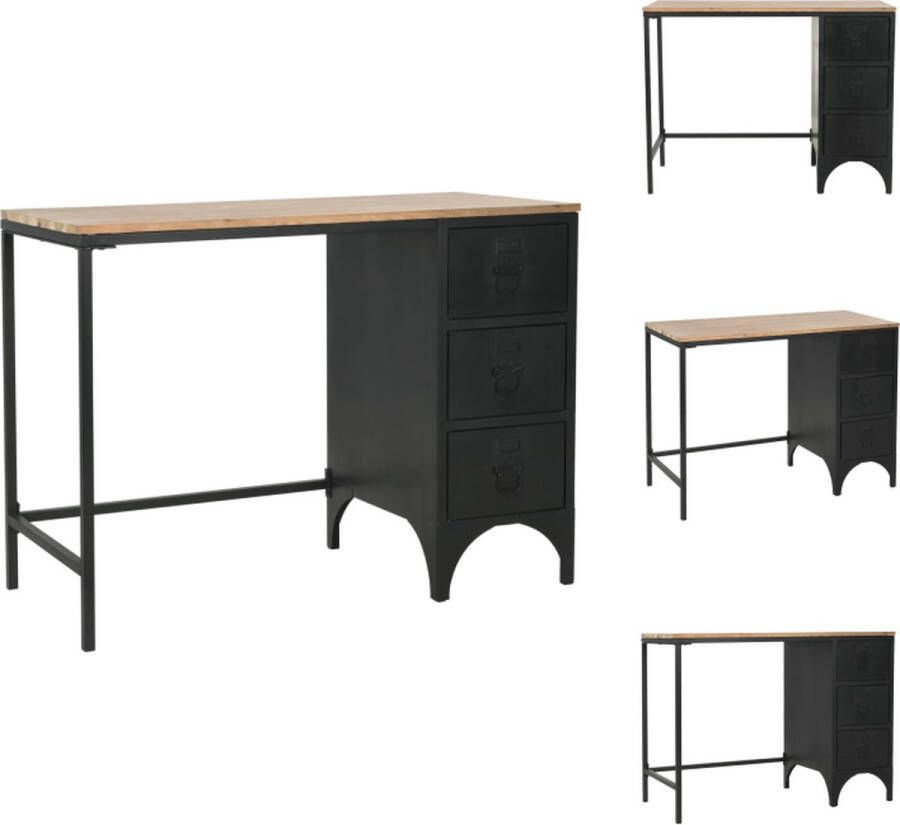 VidaXL Bureau Bureaus Computerbureau Computerbureaus Bureau 100x50x76 cm massief vurenhout en staal
