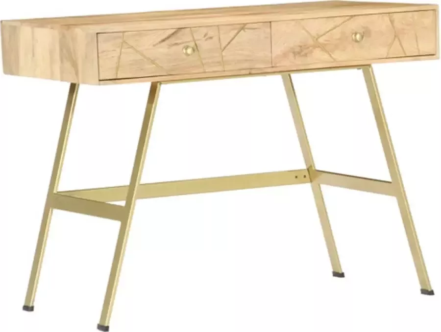 VidaXL -Schrijftafel-met-lades-100x55x75-cm-massief-mangohout - Foto 4