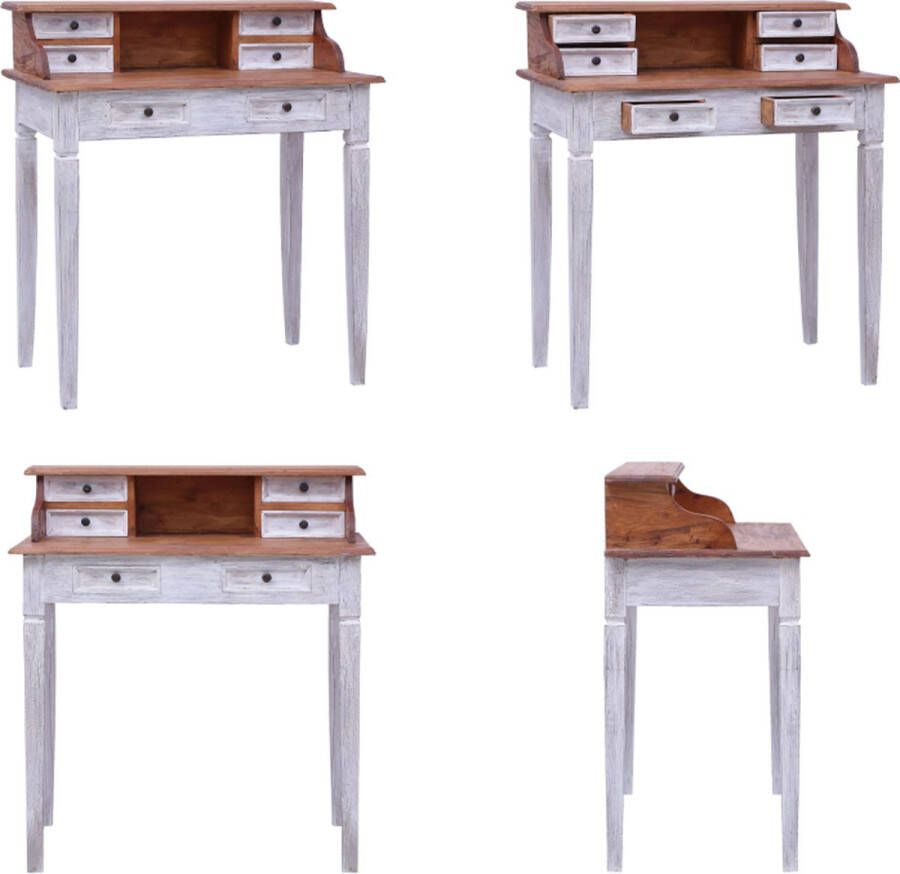 VidaXL Schrijftafel met lades 90x50x101 cm massief gerecycled hout Schrijftafel Schrijftafels Bureau Bureaus - Foto 2