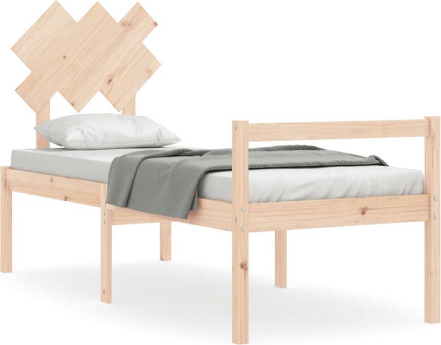 VidaXL -Bedframe-met-hoofdbord-massief-hout-2FT6-Small-Single - Foto 2