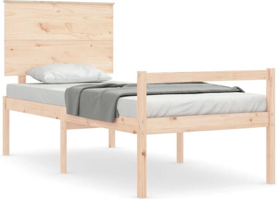 VidaXL Bedframe met hoofdbord massief hout 2FT6 Small Single - Foto 2