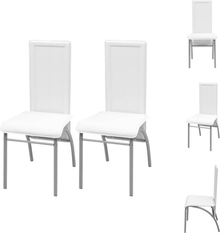 vidaXL Set Eetkamerstoelen Halve Rugleuning Moderne Vormgeving Wit 44x54x95cm Stalen Frame Eetkamerstoel