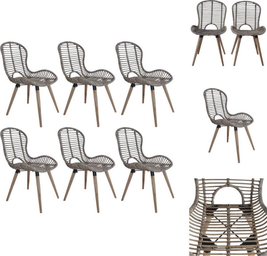 VidaXL Eetstoel Eetstoelen Eetkamerstoel Eetkamerstoelen 6 st natuurlijk rattan bruin