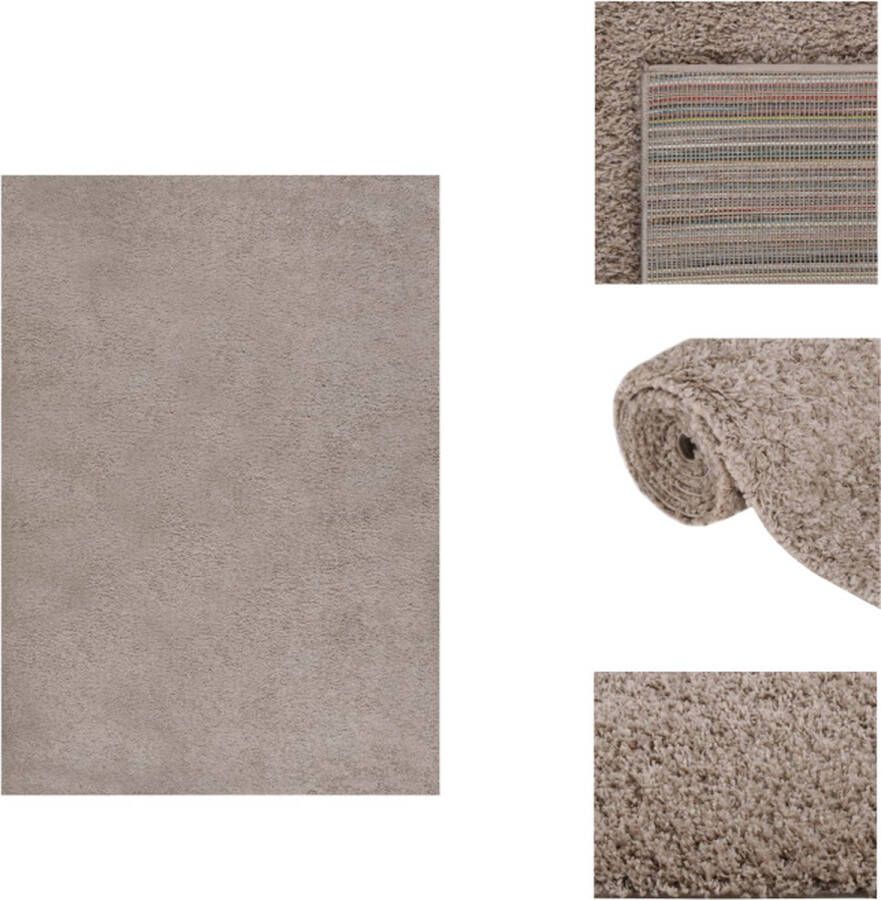 VidaXL Shaggy tapijt beige 120x170 cm 100% polypropeen 30 mm poolhoogte Vloerkleed