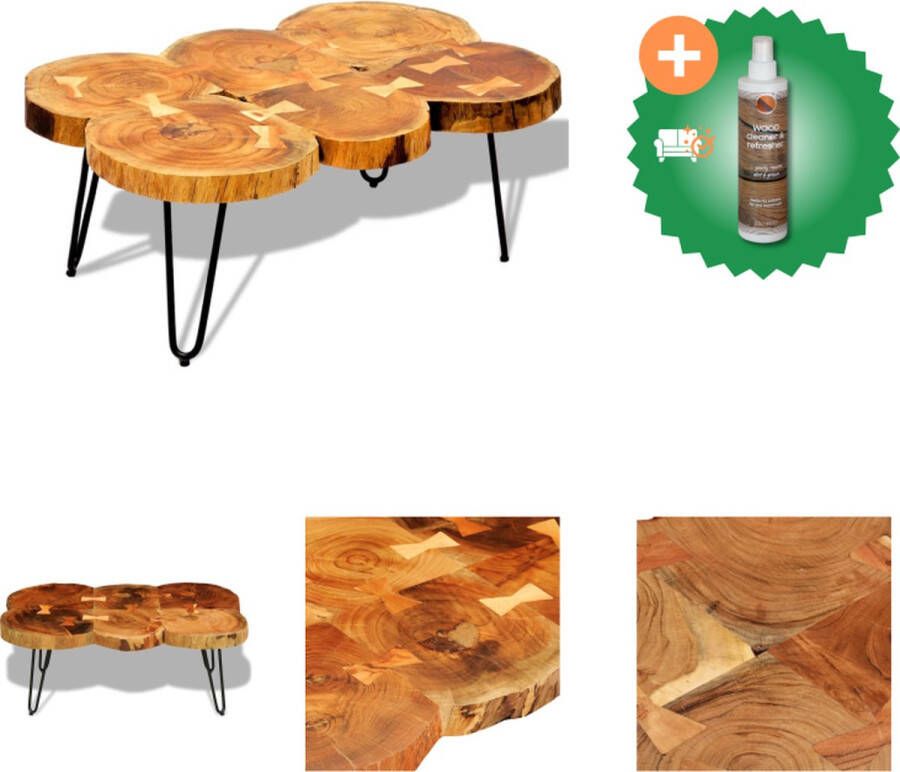VidaXL Sheesham Salontafel Massief Hout Bruin 90 x 60 x 35 cm Handgemaakt Tafel Inclusief Houtreiniger en verfrisser