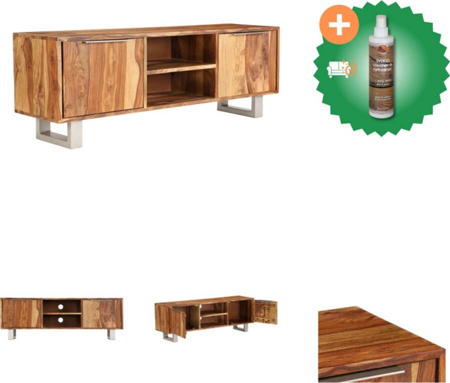 VidaXL Tv-meubel 118x30x40 cm sheeshamhout met honing afwerking Kast Inclusief Houtreiniger en verfrisser