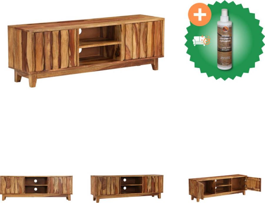 VidaXL Sheesham TV-meubel 118 x 30 x 40 cm massief sheeshamhout Ruime opbergruimte Kast Inclusief Houtreiniger en verfrisser