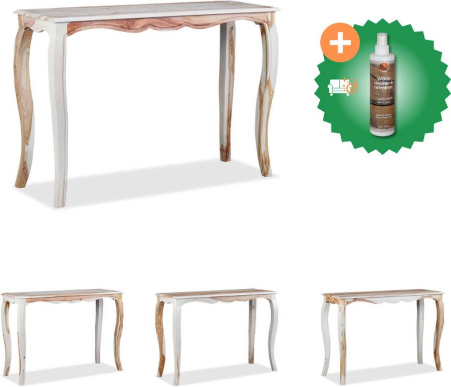 VidaXL Sheesham Wandtafel Bruin Wit 110 x 40 x 76 cm Handgemaakt Massief hout Tafel Inclusief Houtreiniger en verfrisser