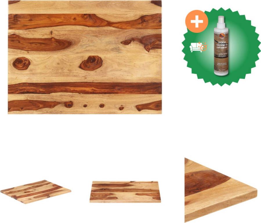 VidaXL Sheeshamhouten Tafelblad 60x90cm Rustieke charme Massief sheeshamhout Duurzaam en gemakkelijk schoon te maken Tafelonderdeel Inclusief Houtreiniger en verfrisser