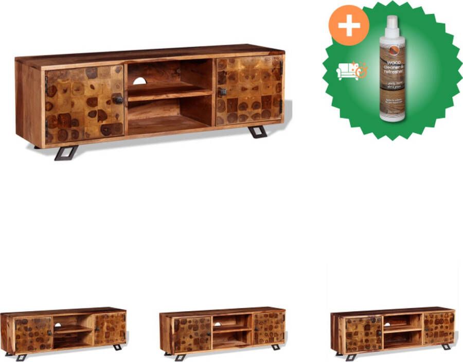 VidaXL Houten Dressoir 120 x 30 x 40 cm Massief Sheeshamhout Met Opbergruimte Kast Inclusief Houtreiniger en verfrisser