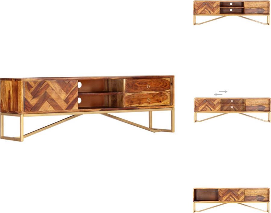 VidaXL Tv-meubel Tv-meubels Tv-meubelen Tv-meubilair Tv-meubel 140x30x45 cm massief sheeshamhout - Foto 2