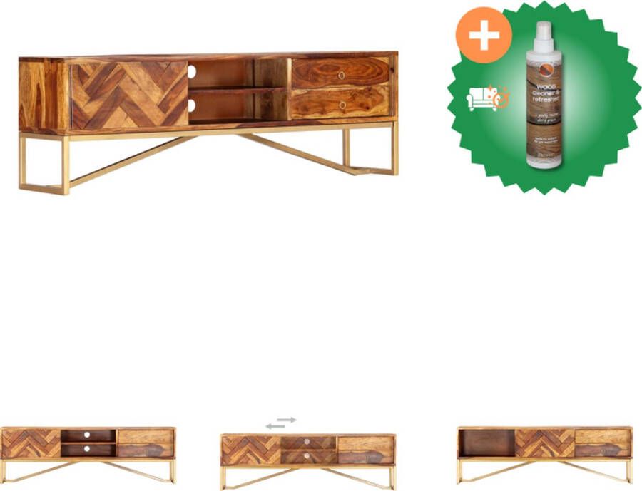 VidaXL Sheeshamhouten TV-kast 140 x 30 x 45 cm bruin Kast Inclusief Houtreiniger en verfrisser