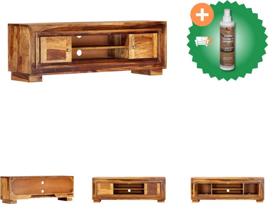 VidaXL Houten tv-kast Sheeshamhout 118 x 30 x 40 cm Met 2 lades en 1 vak Kast Inclusief Houtreiniger en verfrisser