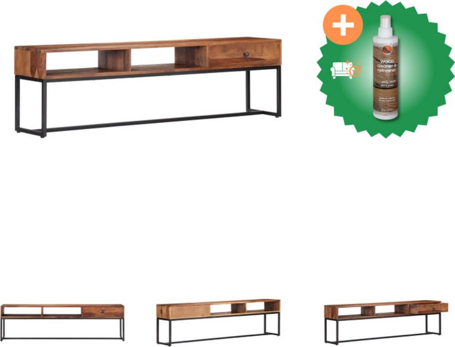 VidaXL Sheeshamhouten Tv-meubel 160x30x45 cm Lade en 2 open vakken Kast Inclusief Houtreiniger en verfrisser