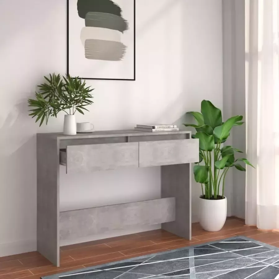 VidaXL Sidetable 100x35x76 5 cm betongrijs spaanplaat
