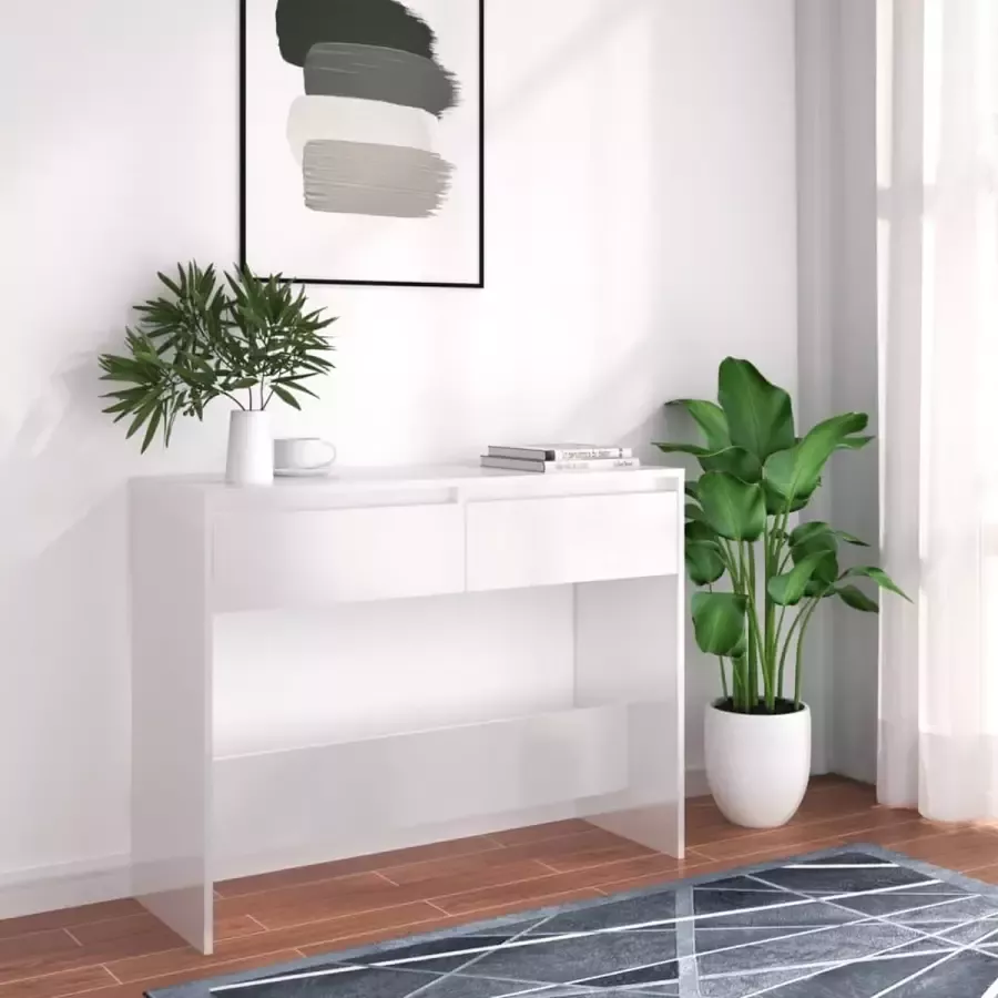 VidaXL Sidetable 100x35x76 5 cm spaanplaat hoogglans wit