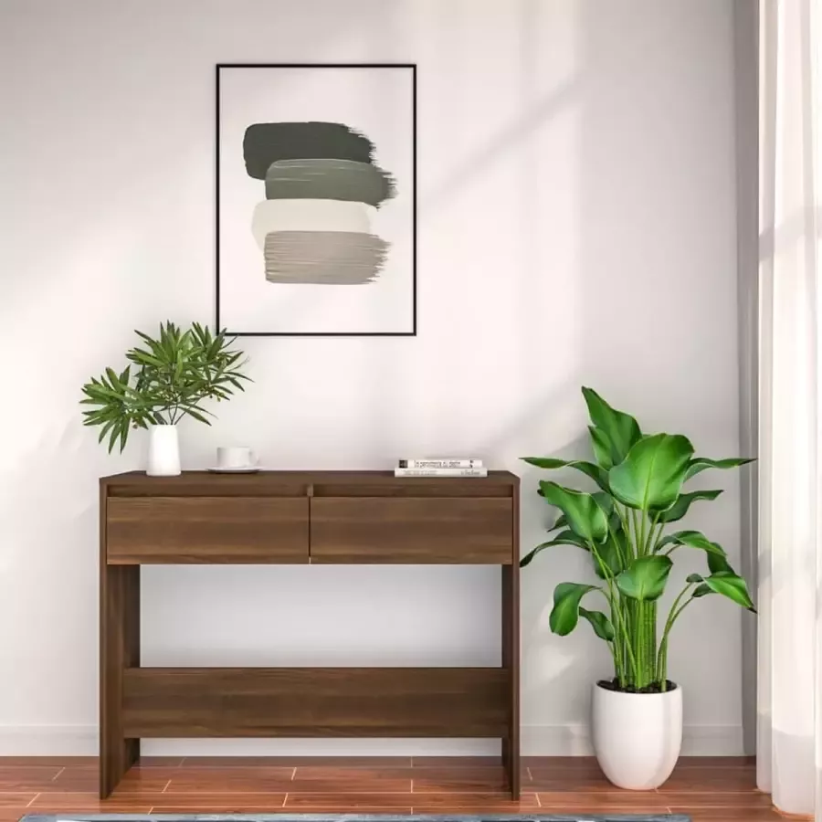 VidaXL Sidetable 100x35x76 5 cm spaanplaat kleur eiken bruin