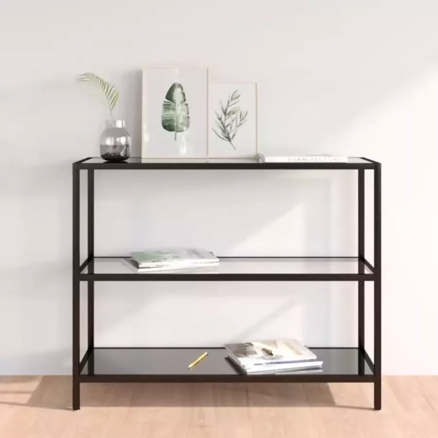 VidaXL Sidetable 100x36x90 cm gehard glas transparant en zwart
