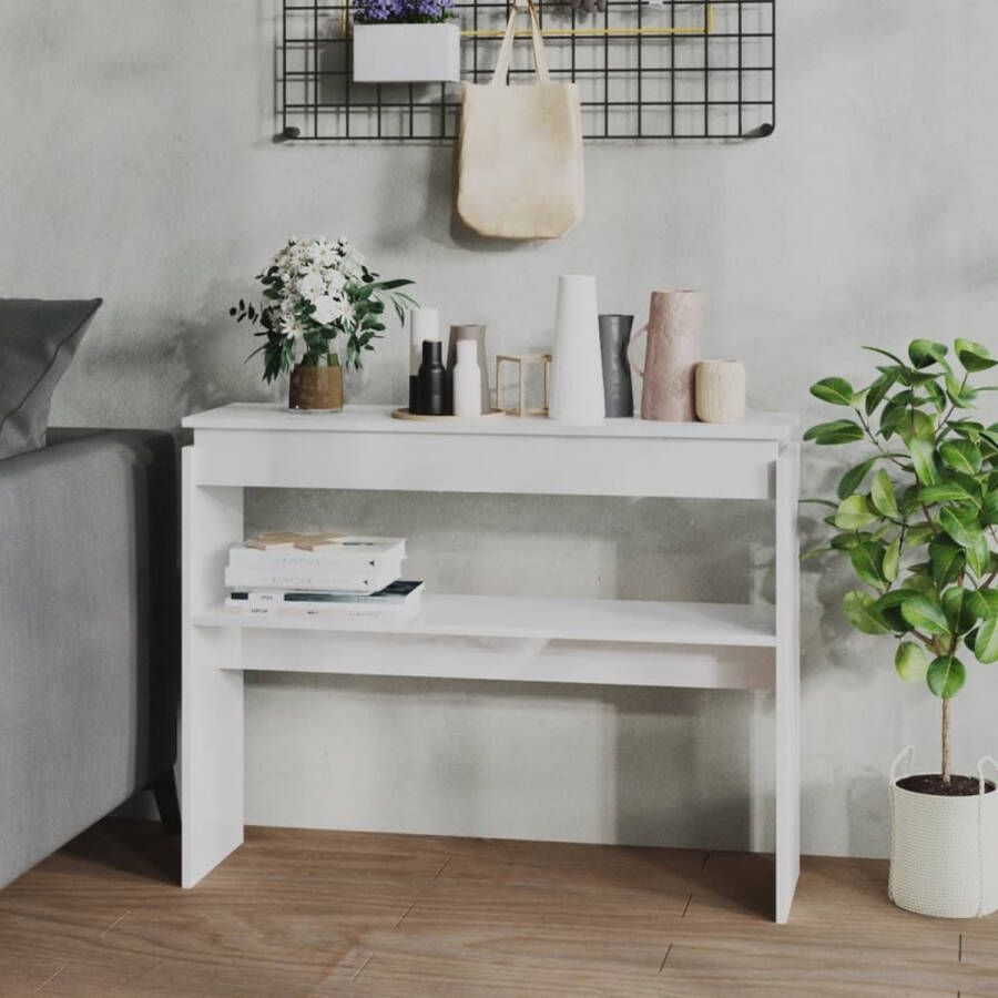VidaXL Sidetable 102x30x80 cm hoogglans wit