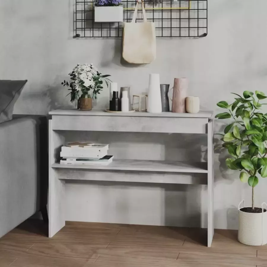 VidaXL Sidetable 102x30x80 cm spaanplaat betongrijs