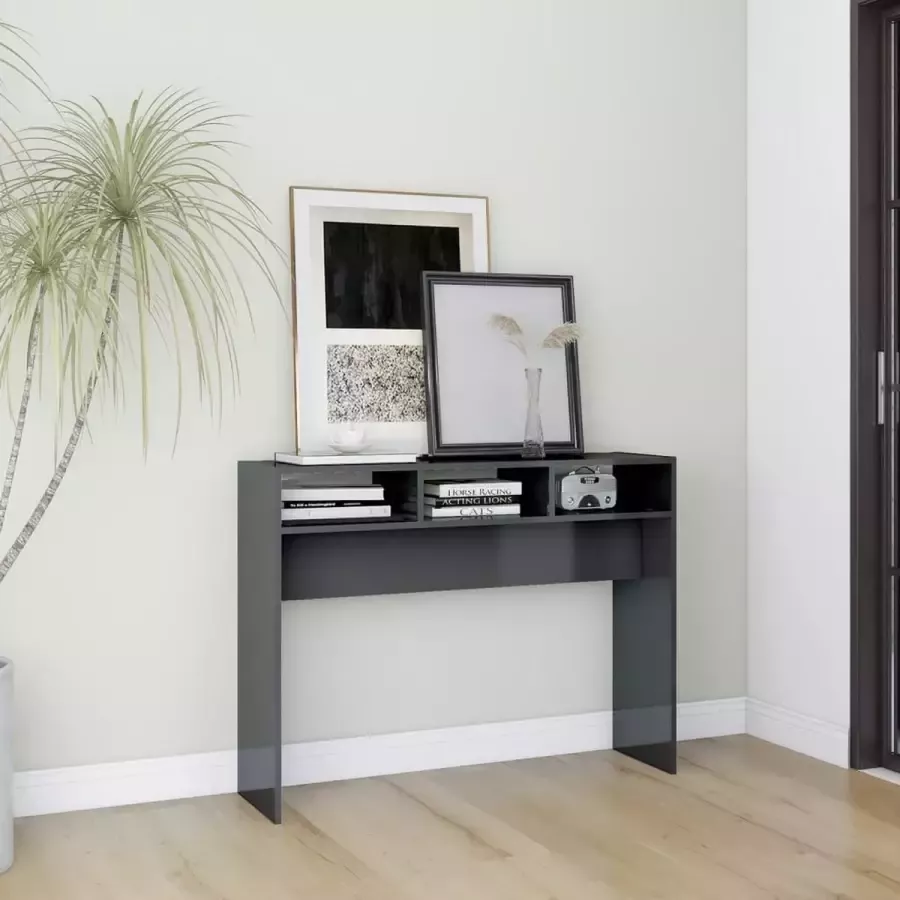 VidaXL Sidetable 105x30x80 cm spaanplaat hoogglans grijs