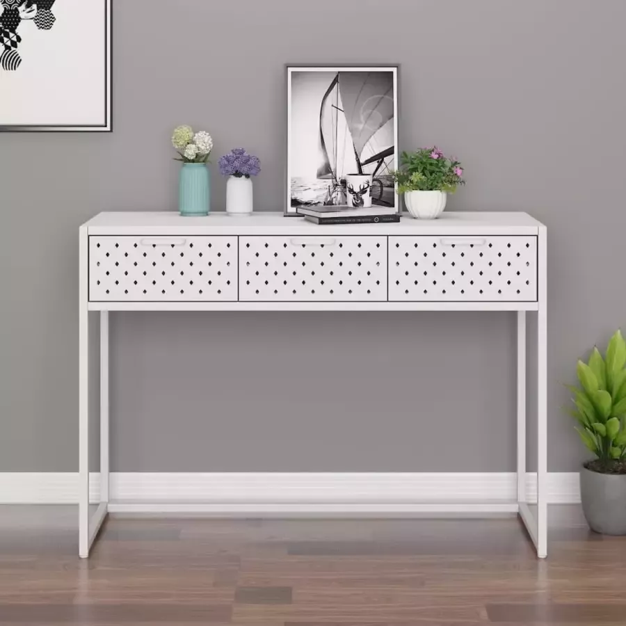 VidaXL Sidetable 106x35x75 cm staal wit
