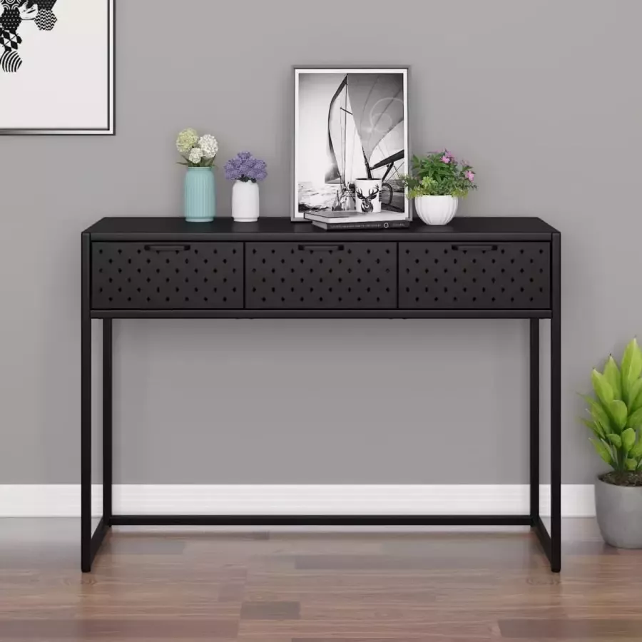 VidaXL Sidetable 106x35x75 cm staal zwart