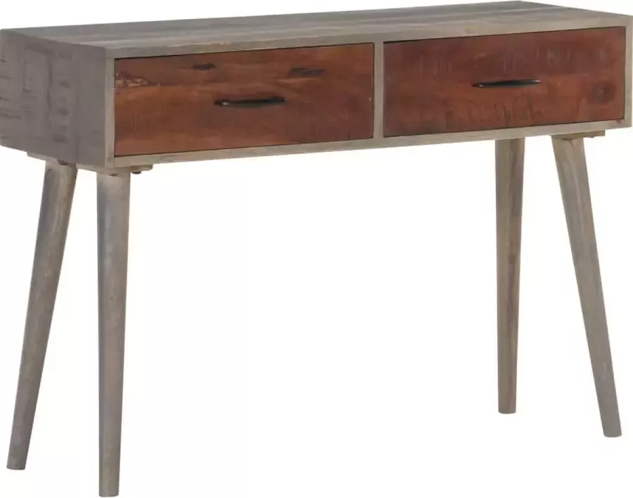 VidaXL Sidetable 110x35x75 cm grijs massief ruw mangohout