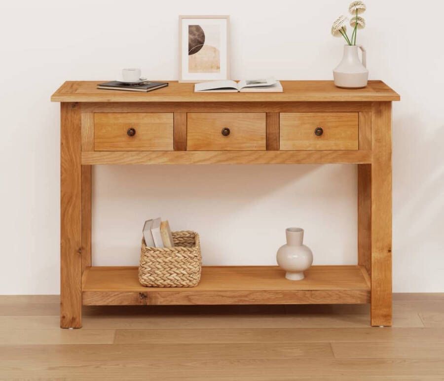 VidaXL Sidetable 110x35x75 cm massief eikenhout