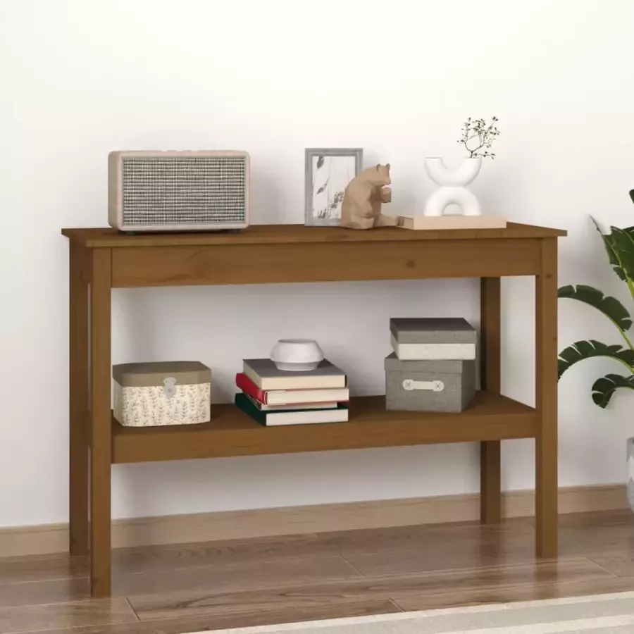 VidaXL Sidetable 110x40x75 cm honingbruin massief grenenhout