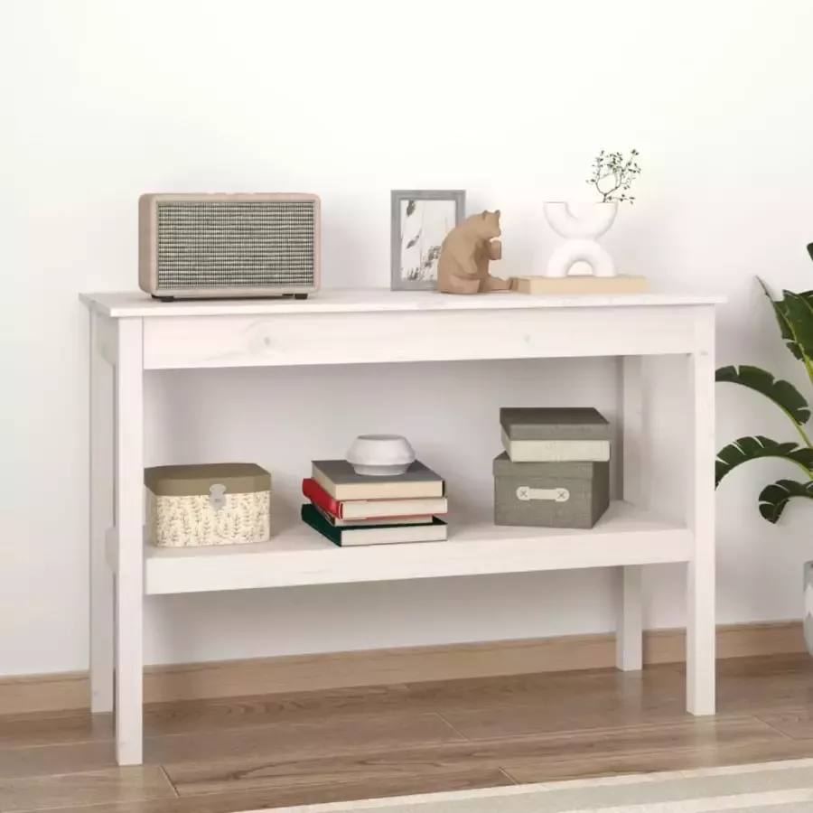 VidaXL Sidetable 110x40x75 cm massief grenen wit