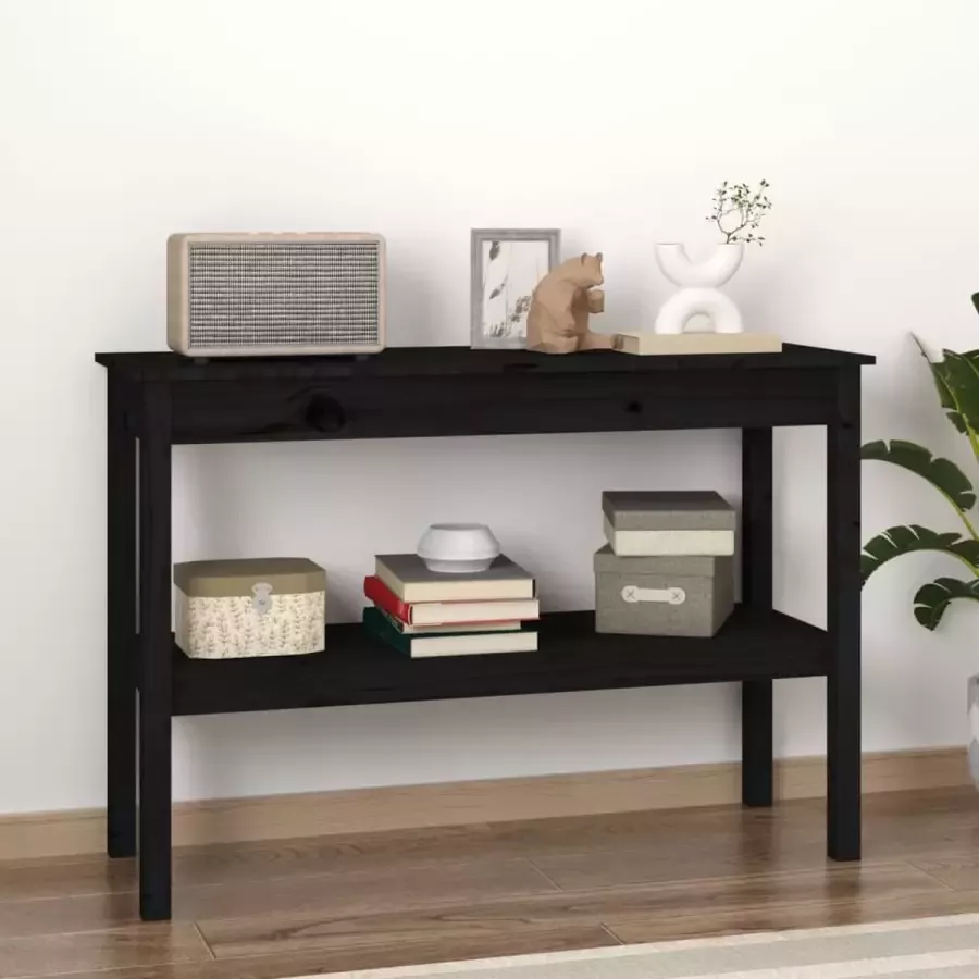 VidaXL Sidetable 110x40x75 cm massief grenen zwart