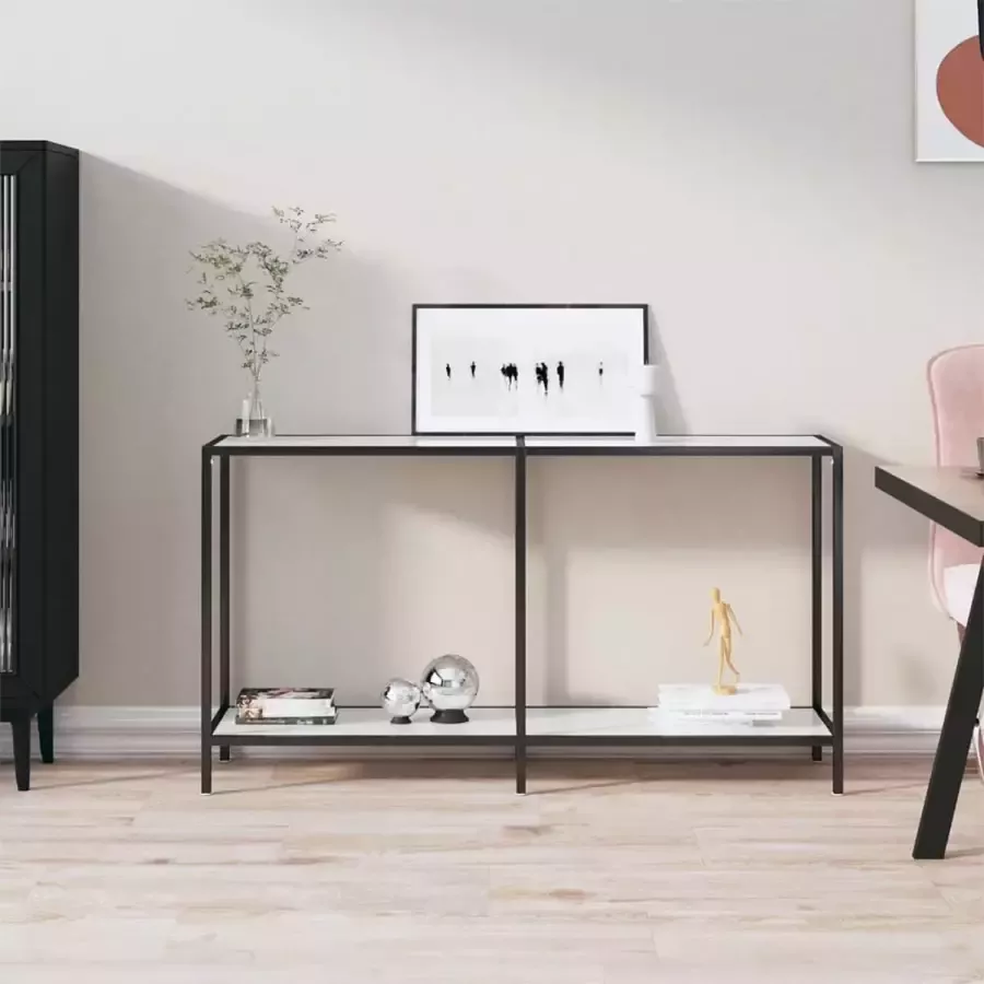 VidaXL Sidetable 140x35x75 5 cm gehard glas wit