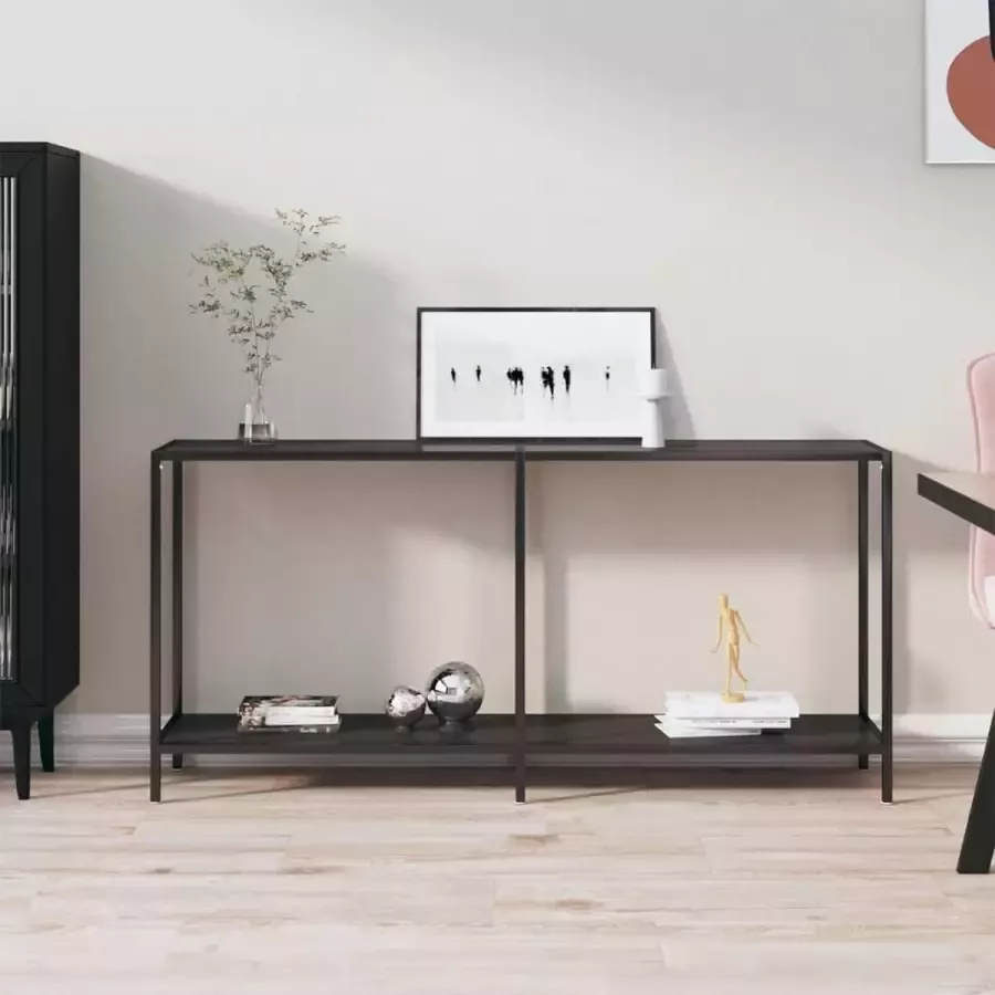 VidaXL Sidetable 160x35x75 5 cm gehard glas zwart