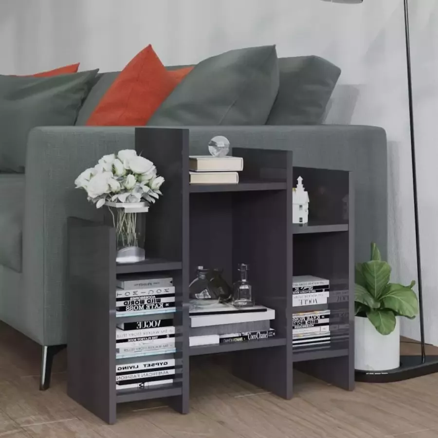 VidaXL Sidetable 60x26x60 cm spaanplaat hoogglans grijs