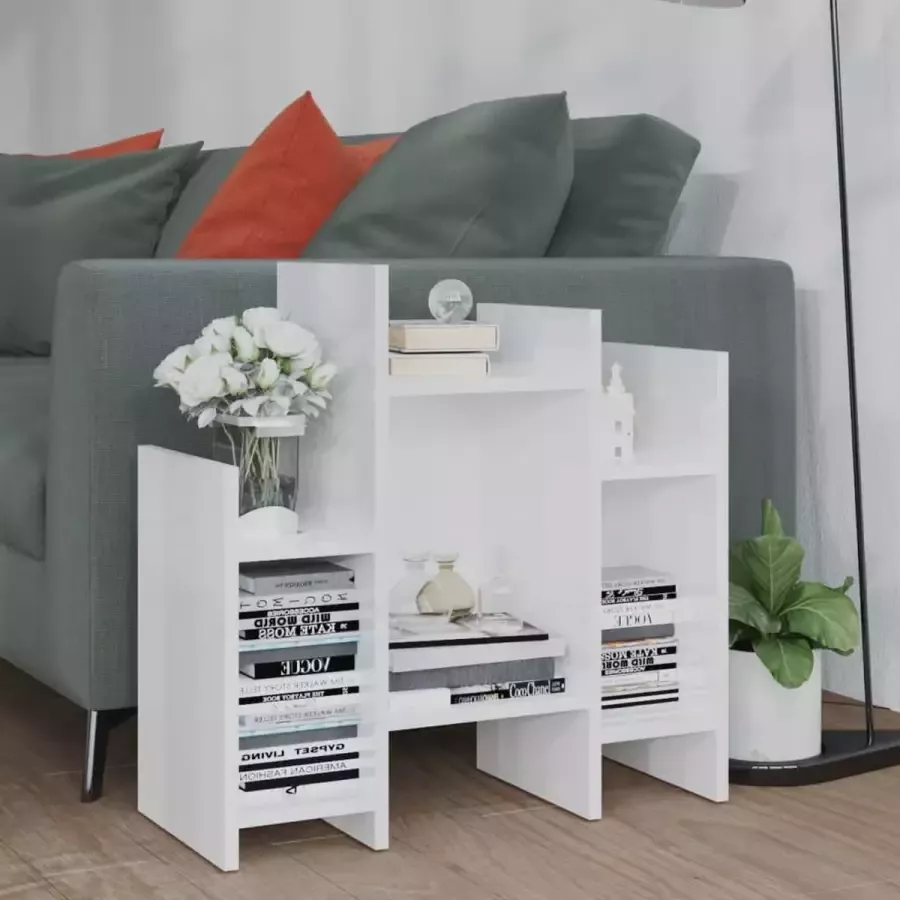 VidaXL Sidetable 60x26x60 cm spaanplaat hoogglans wit