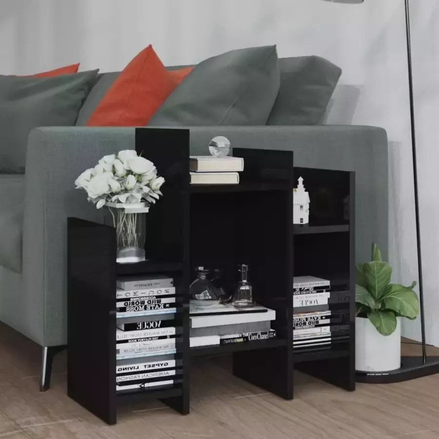 VidaXL Sidetable 60x26x60 cm spaanplaat hoogglans zwart