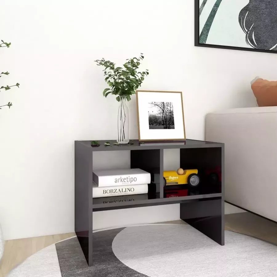 VidaXL Sidetable 60x40x45 cm spaanplaat hoogglans grijs