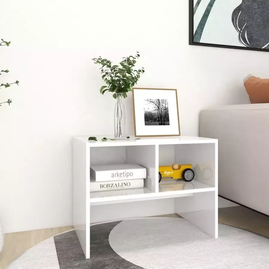 VidaXL Sidetable 60x40x45 cm spaanplaat hoogglans wit