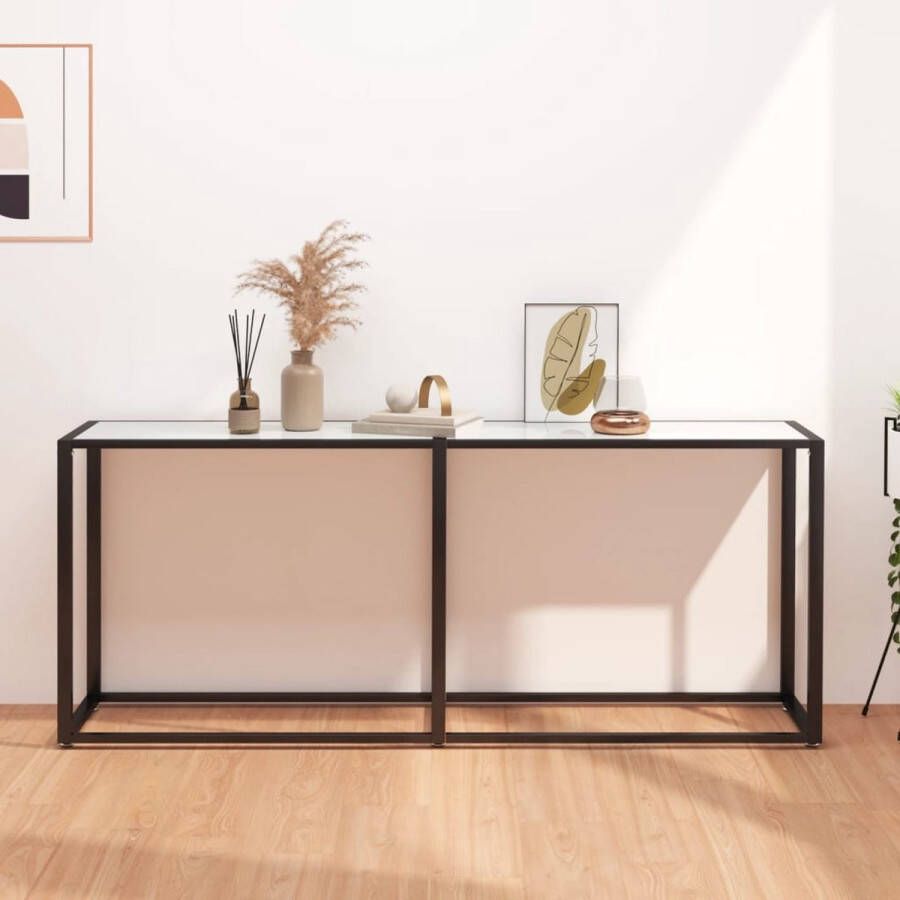 VidaXL Sidetable design 180x35x75 5 cm gehard glas witte marmer look