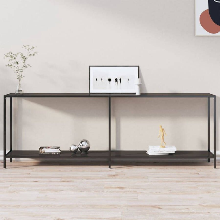 VidaXL Sidetable design 220x35x75 5 cm gehard glas zwart