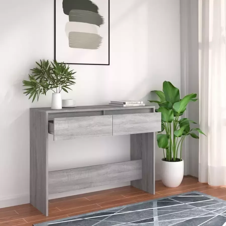 VidaXL Sidetable grijs 100x35x76 5 cm spaanplaat