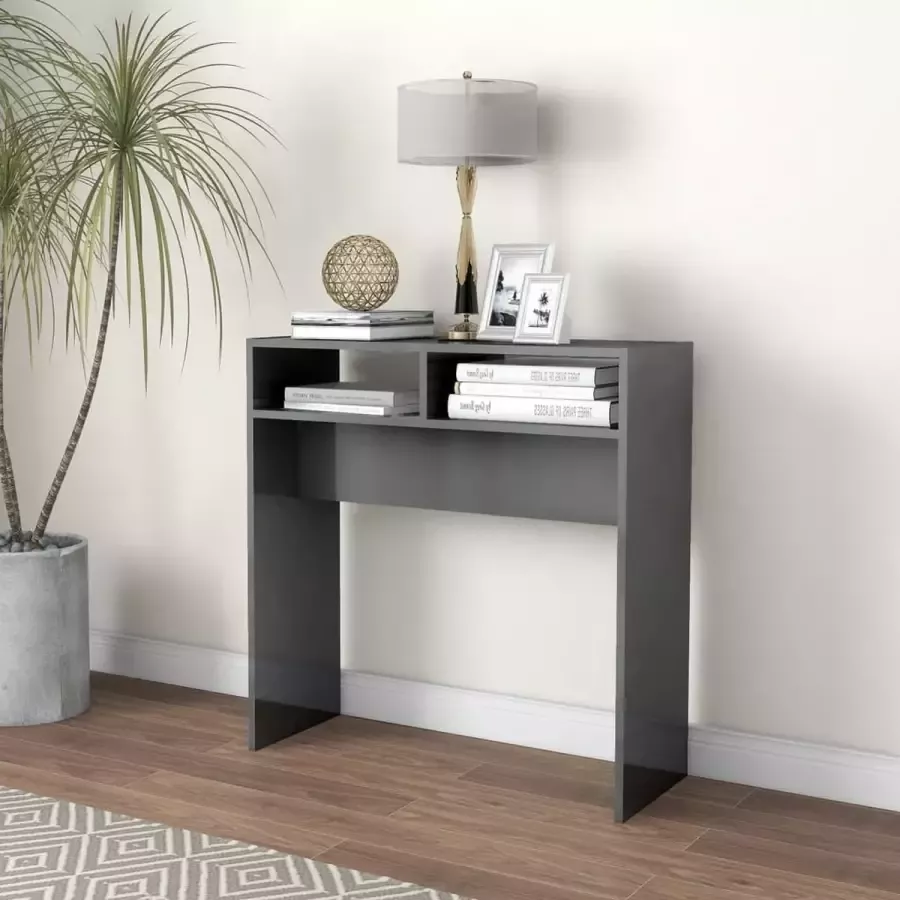 VidaXL Sidetable hoogglans grijs 78x30x80 cm spaanplaat