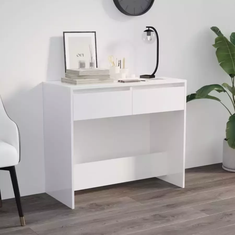 VidaXL Sidetable hoogglans wit 89x41x76 5 cm spaanplaat