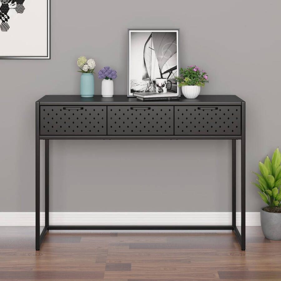 VidaXL Sidetable industrieel 106x35x75 cm staal antraciet