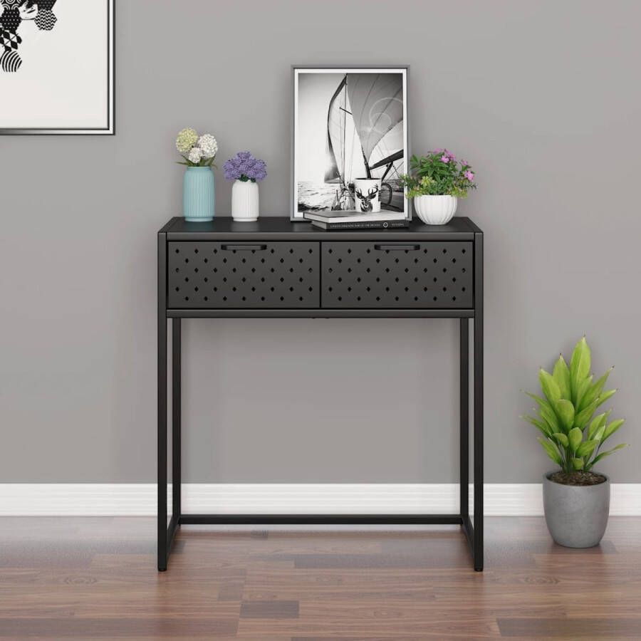 VidaXL Sidetable industrieel 72x35x75 cm staal antraciet