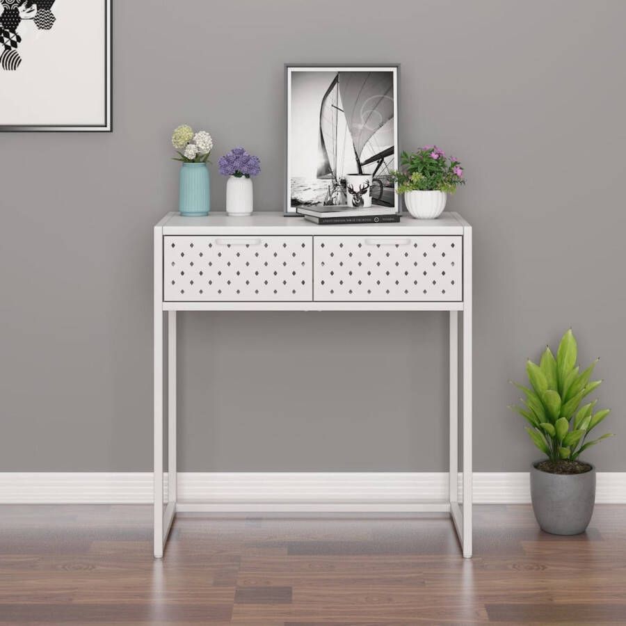 VidaXL Sidetable industrieel 72x35x75 cm staal wit