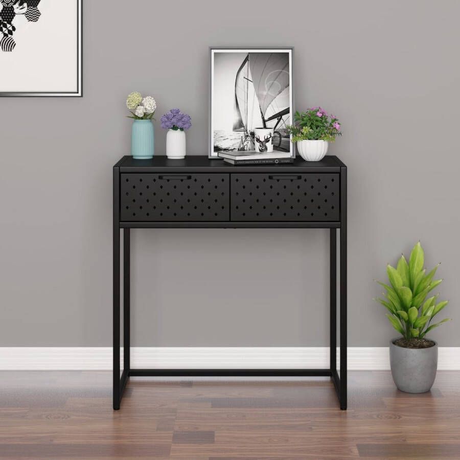 VidaXL Sidetable industrieel 72x35x75 cm staal zwart